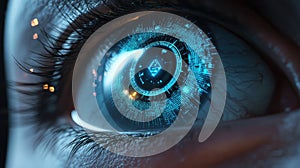 visualization realistic 3d ai rendering of an eye scanner