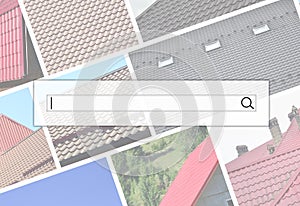 Visualization of the search bar on the background of a collage o