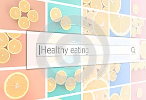 Visualization of the search bar on the background of a collage o