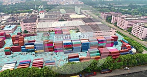 Visualization of smart industry. Smart industry concept. Smart industry inscription. Smart industry infographics. Smart