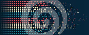 Visualization Sorting data, Abstract flow of information as circles and binary code. Vector database background