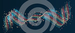 Visualization Sorting data, Abstract flow of information as circles and binary code. Vector database background