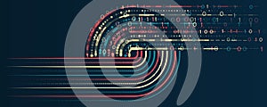 Visualization Sorting data, Abstract flow of information as circles and binary code. Vector database background