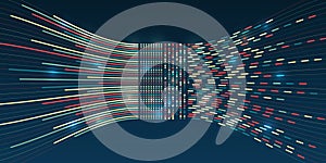 Visualization of Sorting data, Abstract processing of information flow. Vector database background. Filtering machine algorithms