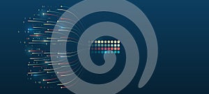Visualization of Sorting data, Abstract processing of information flow. Vector database background. Filtering machine algorithms