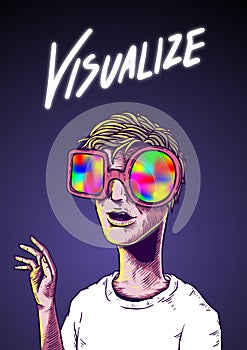 Visualize comic style vector photo