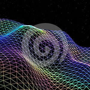 Visualize complex data with an abstract wireframe terrain grid background.