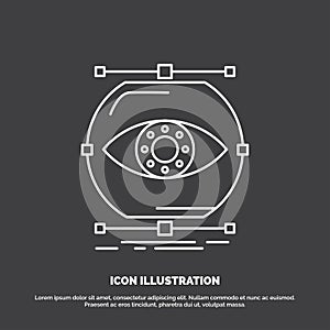 visualize, conception, monitoring, monitoring, vision Icon. Line vector symbol for UI and UX, website or mobile application