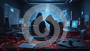 cyber risk in home workspace. generative ai photo