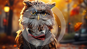 Visualize a sophisticated owl