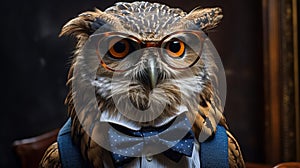 Visualize a sophisticated owl