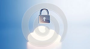 Secure Cloud Computing Data Protection: 3D Padlock Icon for Digital Privacy and Technology Professionals.