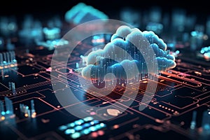 visualized 3D Cloud computing illustration with intricate embossed mesh connections