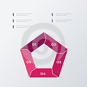 Visualized Numbers hexagon infographic template design. Business concept infograph with 5 options, steps or processes. Vector