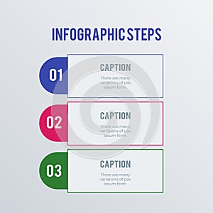 Visualized Numbers infographic template design. Business concept infograph with 3 options, steps or processes. Vector