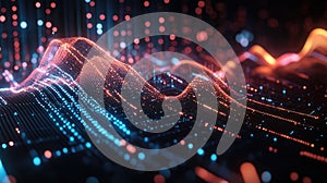 Visualizing big data analysis with abstract digital waves