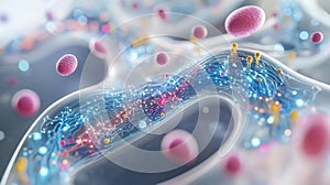 Visualizing complex cellular networks in science illustration