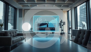 Visualizing Data Trends in a Modern Office Environment with Digital Graphs