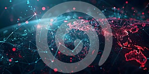 Visualizing Global Connectivity with a Digital World Map and Cyber Technology Concept. Concept
