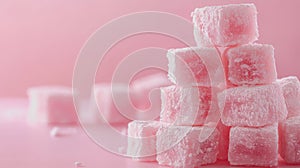 Turkish Delight Stacked on Pink Gradient Background