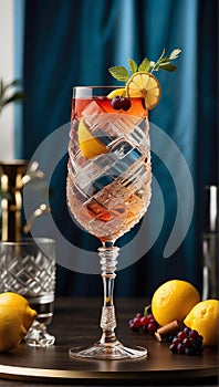 Refreshing Elegance: A Fruit and Mint Cocktail