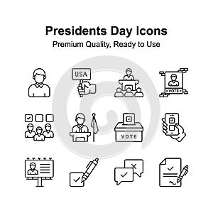 Visually appealing icons set of presidents day, ready to use in your websites and mobile apps