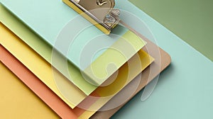 Pastel Color Palette on Clipboard Abstract Background