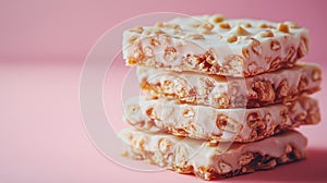 Stacked Nougat Bars on Soft Gradient Background