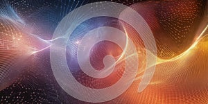 A visually dynamic abstract background featuring cascading waves of luminous binary code, softly