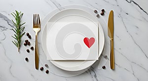 Romantic Table Setting with Envelope and Heart on Plate â Love Letter Dining Concept