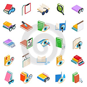 Visually impaired icons set, isometric style