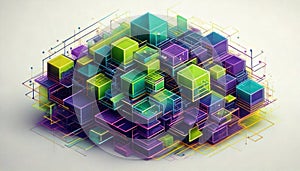 Abstract Cubes - A Vibrant Display of Interconnectedness and Complexity