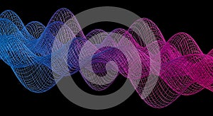 Abstract Waveform Mesh on Black Background