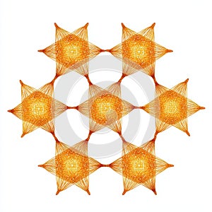 Abstract Golden Star Pattern On White Background