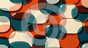 Retro Abstract Pattern with Rounded Squares and Overlapping Shapes