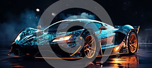 Visually striking blurred bokeh effect with futuristic car concepts and bold automotive branding