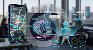 Futuristic Technology Interface: Smart Devices and Augmented Reality