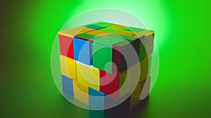 Colorful Cube Made of Interlocking Plastic Blocks