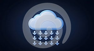 Secure 3D Cloud Storage and Download Icon for Tech Users and Developers