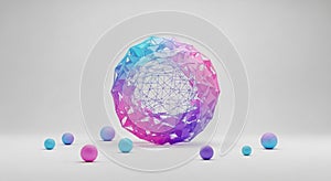 Abstract Geometric Sphere with Colorful Balls