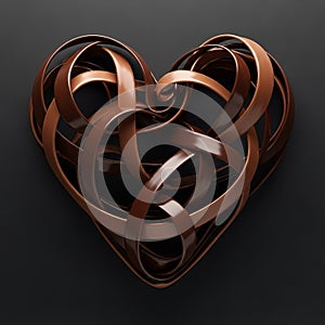 Abstract Intertwined Bronze Heart on Dark Background