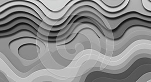 Abstract Gray Wave Layers: A 3D Paper Cut Style Background