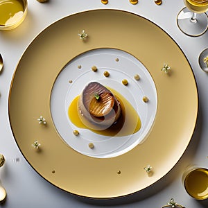 a visually striking plate of seared foie gras accented