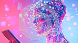 Futuristic Digital Learning Concept with AI and Technology Integration in Modern Education