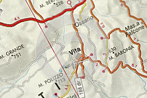 Vita. Map. The islands of Sicily, Italy