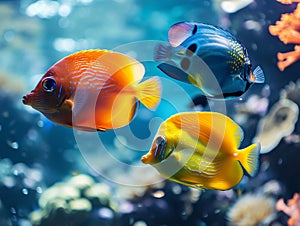 vita sottomarina di pesci colorati nel mare photo