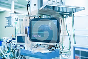 Vital functions (vital signs) monitor in an operating room