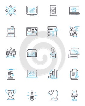 Vital industry linear icons set. Healthcare, Pharmaceuticals, Medical devices, Biotechnology, Life sciences, Hospitals