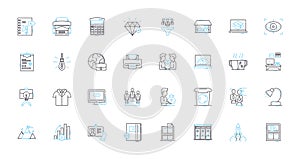 Vital industry linear icons set. Healthcare, Pharmaceuticals, Medical devices, Biotechnology, Life sciences, Hospitals