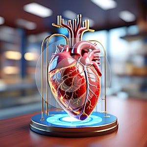 Vital Pulsations: 3D Render of Human Heart Anatomy on a Medical Background â€“ Generated by AI